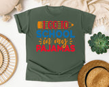 I Go To School In My Pajamas Red graphic tee in Moss