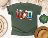 Baseball Dad Glove And Bat graphic tee in Moss