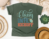 Classy Until Kickoff graphic tee in Moss