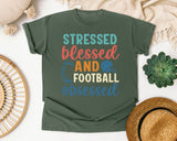 Stressed Blessed And Football Obsessed graphic tee in Moss