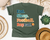 Eat Sleep Football Repeat Stacked graphic tee in Moss