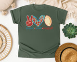 Peace Love Football Leopard graphic tee in Moss