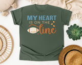My Heart Is On The Line graphic tee in Moss