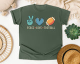 Peace Love Football graphic tee in Moss