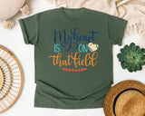 My Heart Is On That Field Navy graphic tee in Moss
