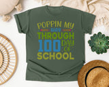Poppin My Way Through 100 Days Of School Grey graphic tee in Moss