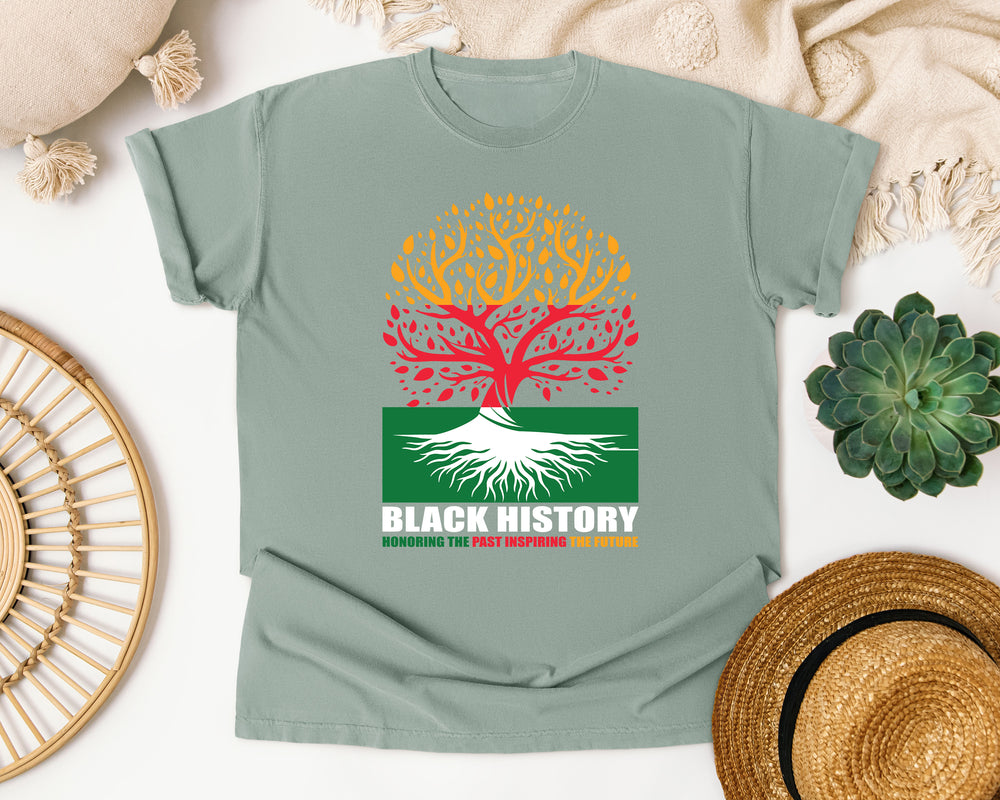 Black History Roots Tree graphic tee in Bay Comfort Colors 1717