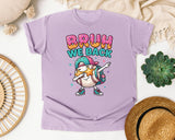 Bruh We Back Baseball Dab graphic tee in Orchid