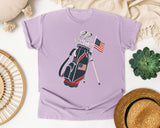 Golf Bag American Flag graphic tee in Orchid