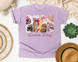 Game Day Football Bows graphic tee in Orchid