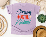 Classy Until Kickoff Navy graphic tee in Orchid