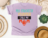 My Favorite Player Calls Me Mom graphic tee in Orchid