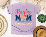 Rugby Mom Like A Normal Mom But Louder And Prouder graphic tee in Orchid