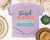 Stressed Blessed Football Obsessed graphic tee in Orchid