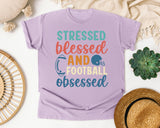 Stressed Blessed And Football Obsessed graphic tee in Orchid
