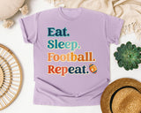 Eat Sleep Football Repeat Stacked graphic tee in Orchid
