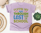 Poppin My Way Through Last Day Of School Grey graphic tee in Orchid