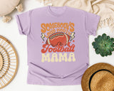 Somebodys Loud Mouth Football Mama graphic tee in Orchid