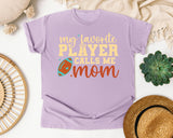 My Favorite Player Calls Me Mom Retro graphic tee in Orchid