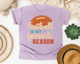 Football Is My Favorite Season Heart graphic tee in Orchid