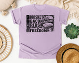 Brisket Bacon Ribs And Freedom Grey graphic tee in Orchid