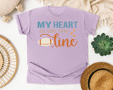 My Heart Is On The Line graphic tee in Orchid