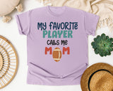 My Favorite Player Calls Me Mom Navy graphic tee in Orchid