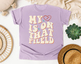 My Heart Is On That Field Groovy graphic tee in Orchid