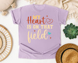 My Heart Is On That Field Gold graphic tee in Orchid