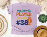 My Favorite Player Wears Number 38 graphic tee in Orchid