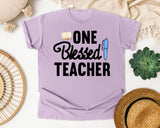 One Blessed Teacher Pen graphic tee in Orchid
