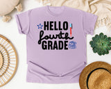 Hello Fourth Grade Backpack graphic tee in Orchid