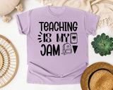 Teaching Is My Jam Backpack graphic tee in Orchid