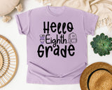 Hello Eighth Grade graphic tee in Orchid