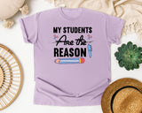 My Students Are The Reason Pencil graphic tee in Orchid