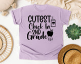 Cutest Chick In 2nd Grade Apple graphic tee in Orchid
