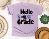 Hello 4th Grade Backpack graphic tee in Orchid