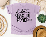Cutest Chick In 1st Grade graphic tee in Orchid