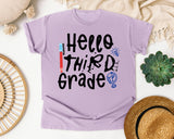 Hello Third Grade Globe graphic tee in Orchid