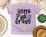 Hello Fifth Grade Backpack graphic tee in Orchid