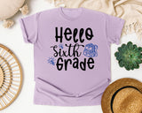 Hello Sixth Grade Backpack graphic tee in Orchid