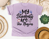 My Students Are The Reason Clock graphic tee in Orchid