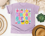 Kindergarten Crayons Smiley graphic tee in Orchid