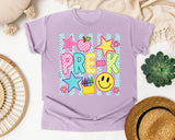Pre-K Crayons Smiley graphic tee in Orchid