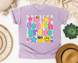 Fourth Grade Crayons Smiley graphic tee in Orchid