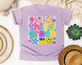 Third Grade Crayons Smiley graphic tee in Orchid