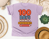 100 Days Making A Difference graphic tee in Orchid