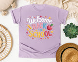 Welcome Back To School Apple Heart graphic tee in Orchid