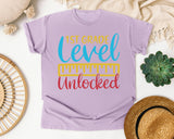 1st Grade Level Unlocked Teal graphic tee in Orchid
