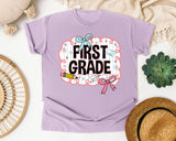 First Grade Scallop Bow graphic tee in Orchid